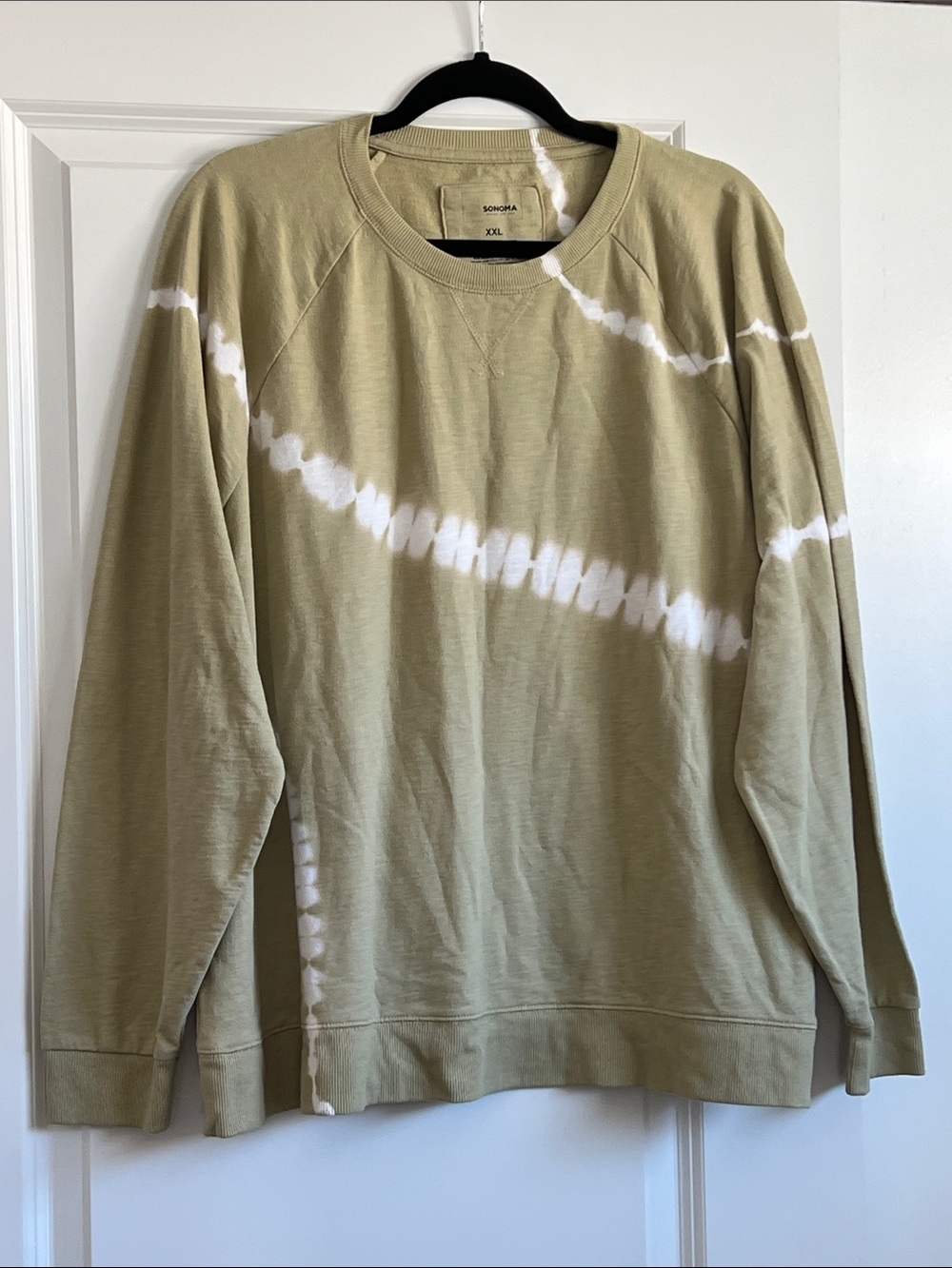 Sonoma Olive and White Tie-Dye Crewneck Sweatshirt